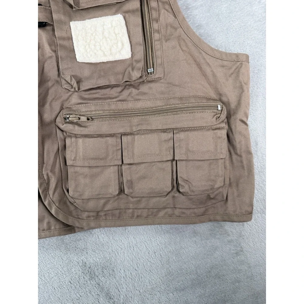 Ausable Fishing Vest Mens Large Tan Full Zip Cotton Twill Angler Outdoor NWT